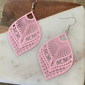 Light Pink Filigree Drop Earrings
